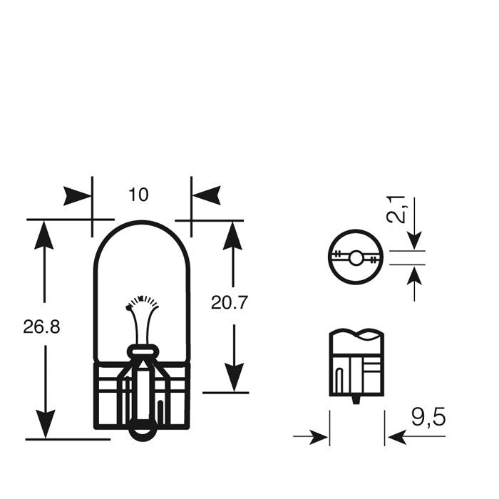 WY5W Halogenlampe 12V 5W W2.1 X 9.5d Blinker gelb sockellos Halogenleuchte - LEDRide
