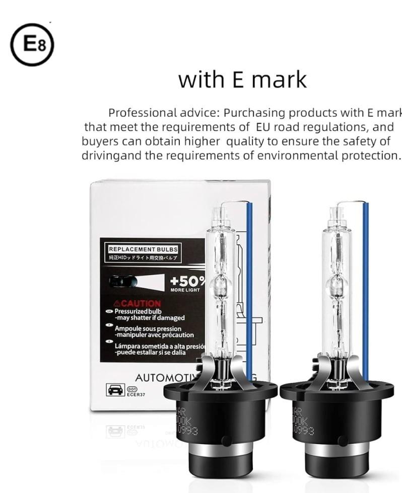 2 x Premium Xenon Brenner D4S 8000K med e-test Mark Gas decharge-lampe