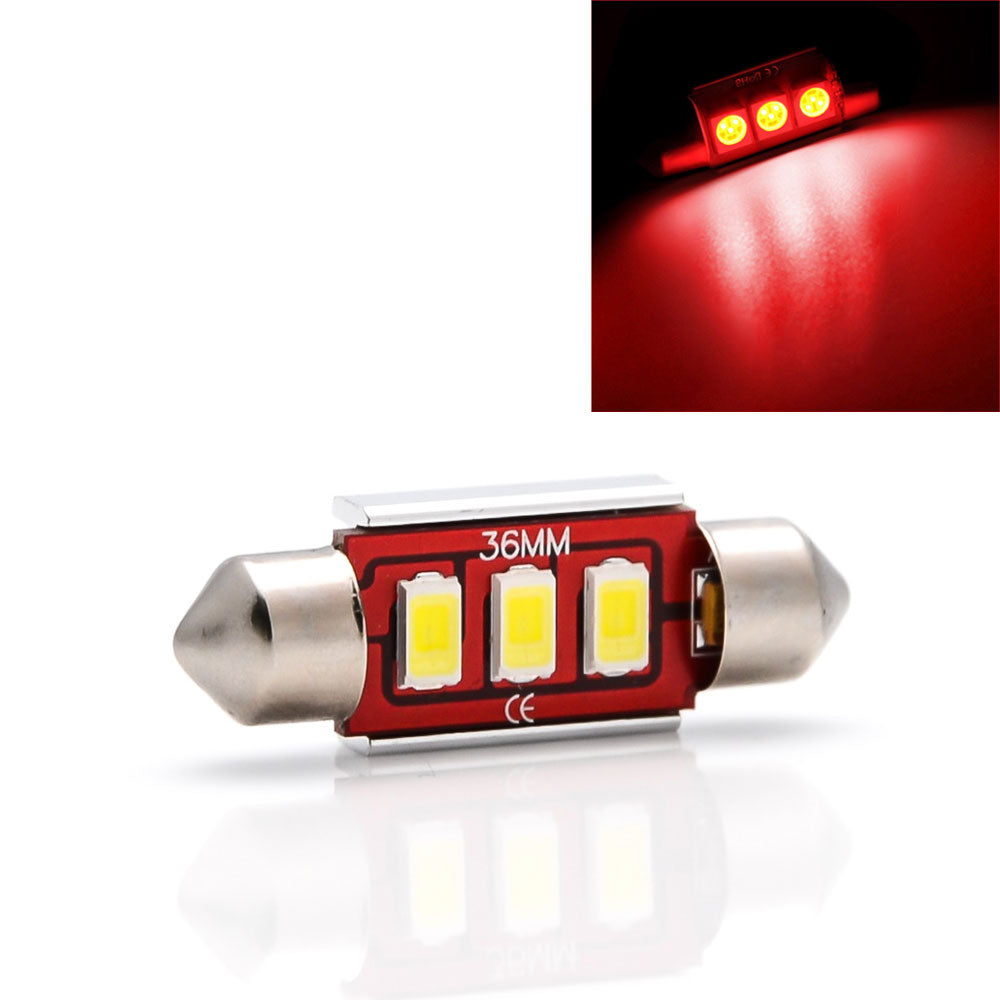 LED Soffitte C5W 36mm 3 SMD 5050 Rot Innenraum Beleuchtung mit Kühlrippen KFZ - LEDRide