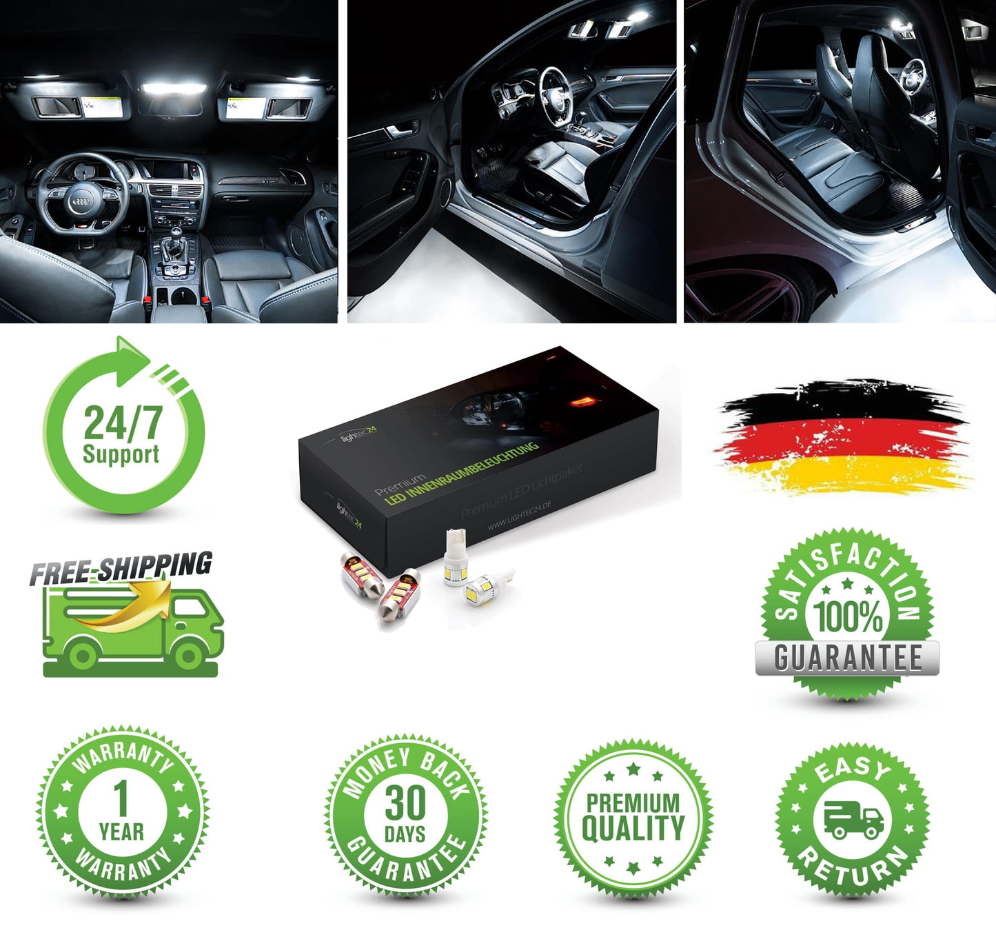 LED Innenraumbeleuchtung Audi A4 Avant (8ED) B7 Premium Lichtpaket XENON Weiss