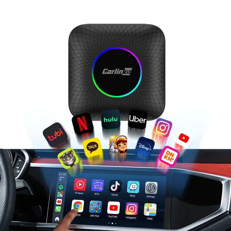 3-in-1 Ai Box Android 13 | Wireless CarPlay & Android Auto Adapter + Native Android | Wi-Fi 6, BT 5.0, Plug-&-Play