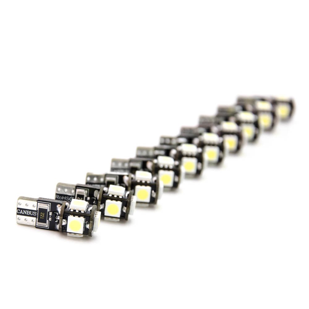10 Stück W5W T10 5 SMD LED 5050 Canbus Lampe Innenraum - LEDRide